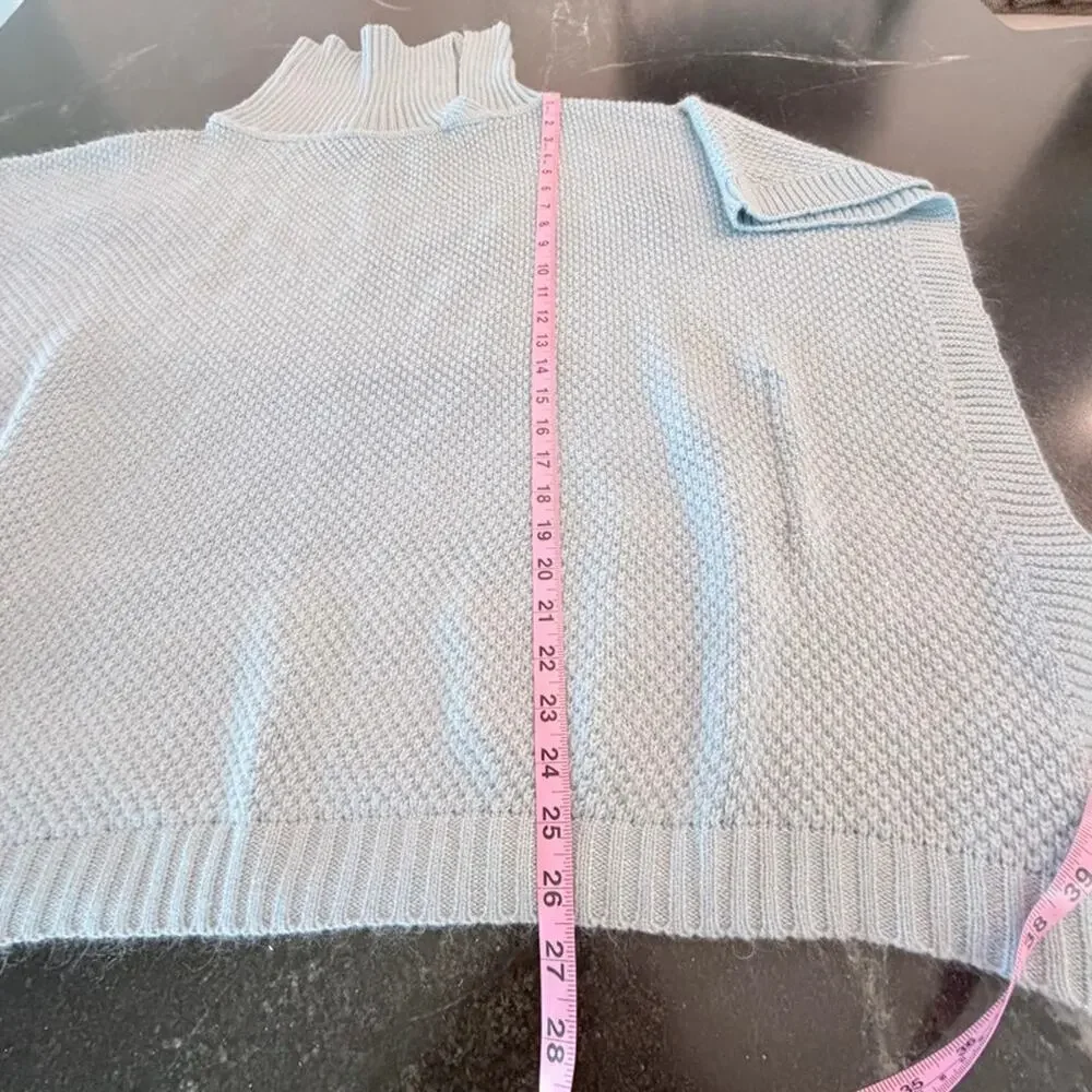 Baby Blue metallic OSFA cowl neck poncho sweater